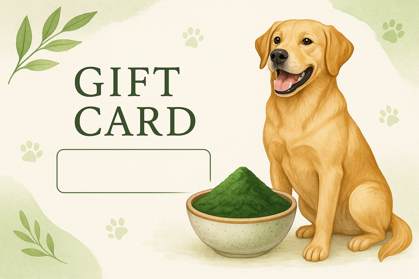 Present kort i hund tema med spirulina